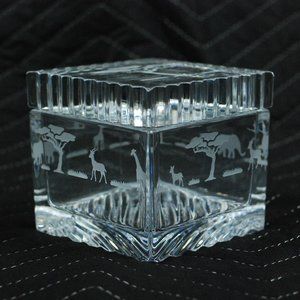 Mikasa Crystal Glass Box 4 in Cube Safari Etched Animals New in Box